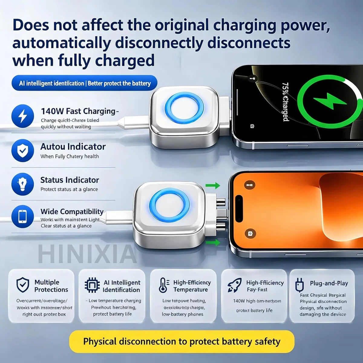 Auto Eject Charging Separator USB Type-C Fast Charging Battery Protector
