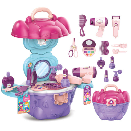 GELORDO 4-in-1 Dressing Table Play Set for Kids | Portable Makeup Toy Case